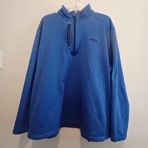 Callaway Mens 2XL‎ Blue 1/4 Zip Pullover 3 Pockets UPF Protection Athletic Sport